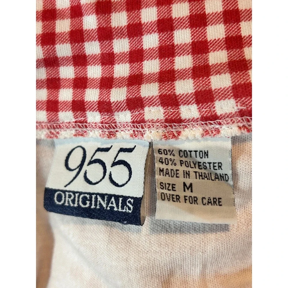 955 Originals Girls Red Gingham Plaid Peter Pan Collar Dress Size Medium M Vtg